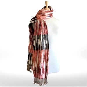 Bebe Scarf Soft Rayon in Beautiful Color Palette of Brown, Persimmon, & Natural